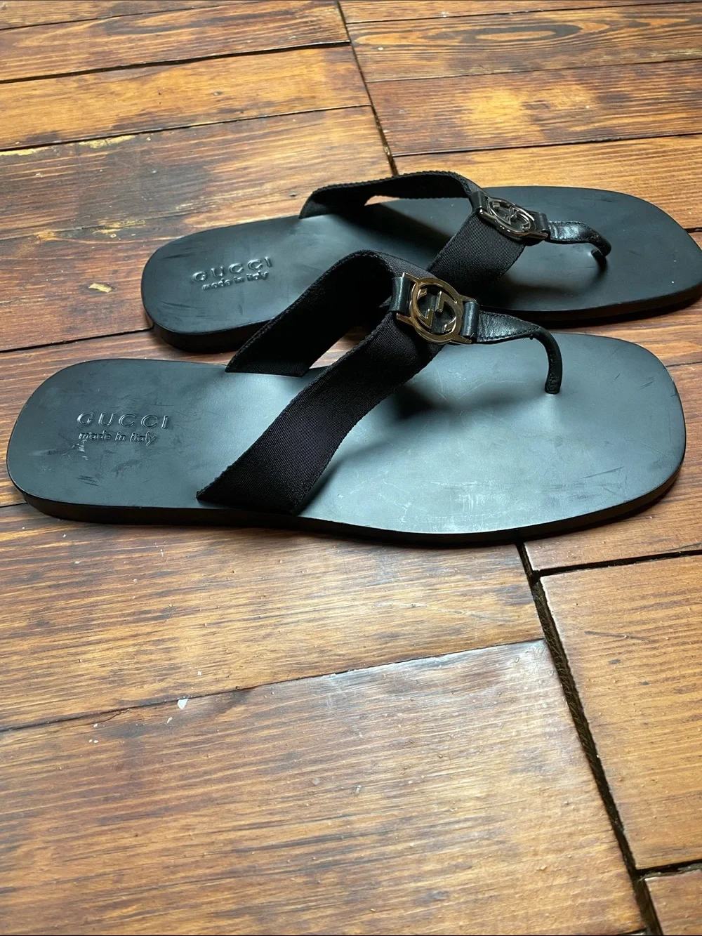 Gucci Black Men’s Logo Sandals